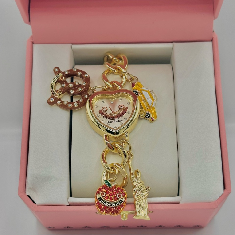 Juicy Couture Gold Tone Heart Watch Bracelet with NYC Themed Charms π½ - Picture 2 of 6